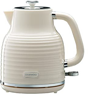 Daewoo Sienna 1.7L Rapid Boil Kettle, 3KW Cordless Electric Kettle, 360° Base, Auto Shut Off, Cream Finish, Home, Office, Student Kitchen