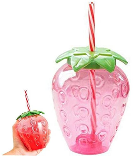 Botella De Agua De Kawaii con Paja De 17 Oz Linda Botella De Agua En Forma De Fresa Kawaii Tazas para Niñas Mujeres