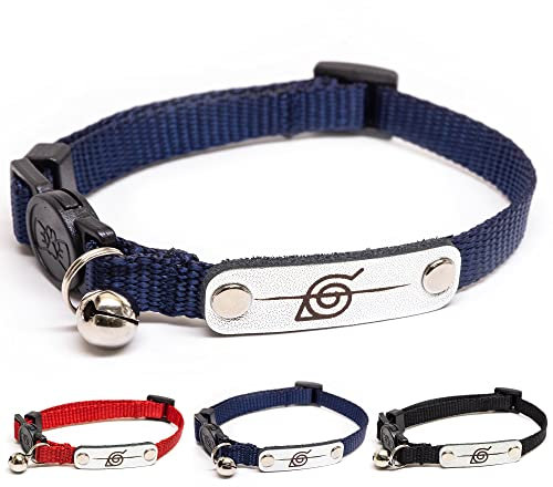 Naruto Katzenhalsbänder für Mädchen, Katzen, Jungen und kleine Kätzchen, Halsband mit Glöckchen, offizielles Lizenzprodukt, Naruto Shippuden, verstecktes Blattdorf, Stirnband, Breakaway