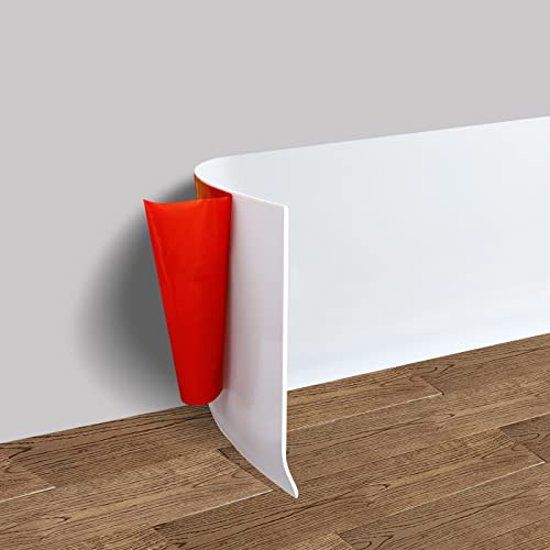 Vinyl Wall Base Baseboard Molding Trim 4 Flexible Self Adhesive Rubber Wall Base Moulding Trim Peel and Stick Design, 4 Inch x 20 Feet, White