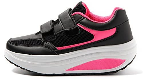 JOMIX Zapatillas Deportivas de Malla Mujer Basculantes Sneakers Zapatos Mecedores Cómodos Adelgazar Caminata Tenis Running Jogging Fitness (WD2656, Fucsia, 36 EU)