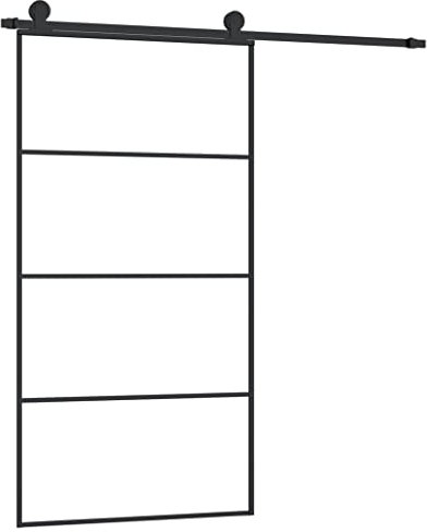 vidaXL Schiebetür mit Beschlag 102,5x205 cm ESG-Glas & Aluminium, Glasschiebetür, Aluminium Schiebetür, Innentür, Schiebetür Innenbereich, Glastür