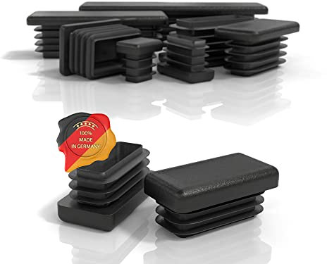 PD® Lamellenstopfen 30x15 mm für Vierkantrohr - Endkappen Rechteckig aus PE Kunststoff - Rohrstopfen zur Rohrabdeckung von Stahlrohr, Edelstahlrohr, Alurohr & Aluprofil - Rechteckstopfen - 4 Stück