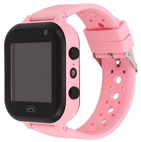 Montre Vocale Intelligente, Montre Intelligente Téléphone IP67 étanche Montre Intelligente Sportive pour Les Enfants de 3 à 12 Ans, Double Appel Position GPS Réveil Lampe de Poche (Rose)