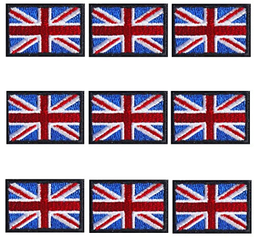 AXEN 9PCS Union Jack Flag Embroidered Iron on/Sew on Patches DIY Accessories, Small Flag Paches for Clothing, Jeans, Backpack, Hat and More