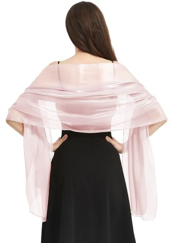 Vijamiy Damen Festlich Stola,Stola Für Abendkleid Farbenfrohe Funkeln Eleganz,Leichter,Schalverpackung Für Braut Brautjungfer Abendkleid Abschlussball(Rosa)
