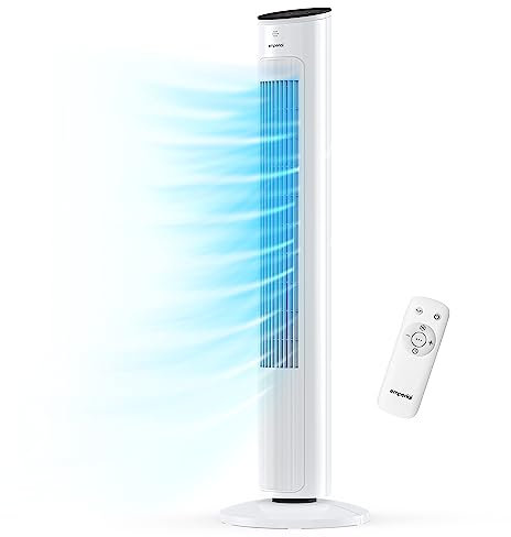 Emperial 40-inch Tower Fan - Bladeless Electric Cooling Fan with Oscillation, Remote Control, 3 Speeds, 3 Modes, 7 Hour Timer for Home, Office and Bedroom