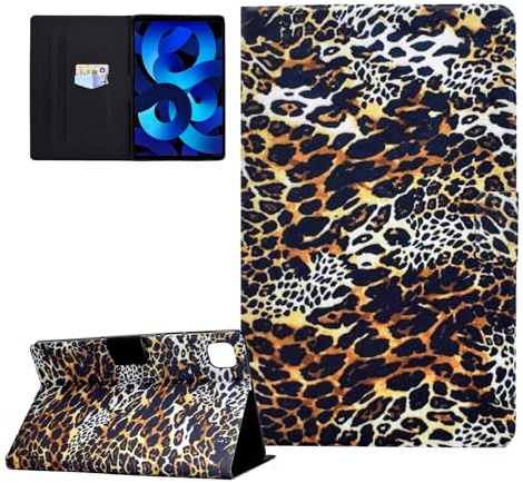 CASAFUNY Coque pour iPad Air 11 Pouces M2 (2024), iPad Air 5/4 (10,9 Pouces, 2022/2020, 5ème/4ème Génération) Housse Étui de Protection Tablette Coque pour iPad Air 6/5/4 Gén, imprimé léopard