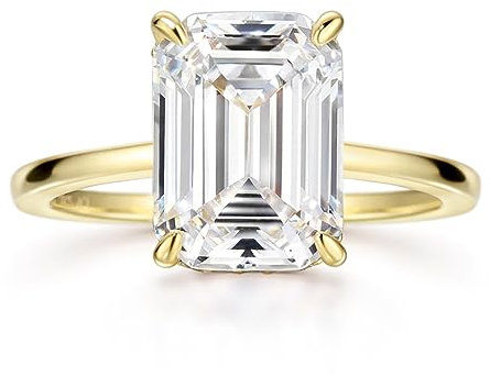 Michooyel Gold 4ct Smaragd Ringe, Verlobungsring für Damen, Ehering aus Sterlingsilber, Versprechensring Zirkonia Smaragdschliff