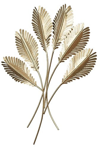 Blätter Wandkunst Gold H72cm 3D Metallbild Wandbild Metall Wanddeko Floral Deko Industrial Design Floral