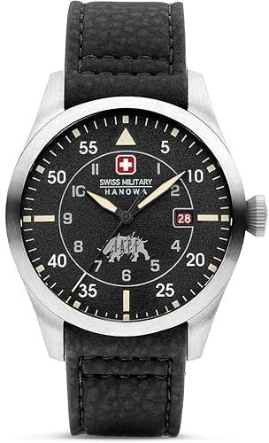 Swiss Military Hanowa Herren Analog Quarz Uhr mit Leder Armband SMWGN0001201