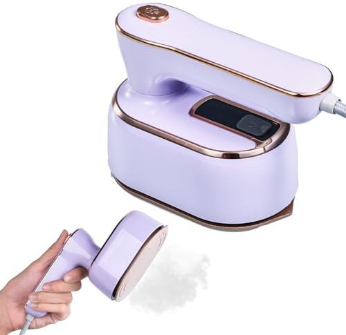 Mini Steam Iron - 1000W Travel Iron, 180° Rotating Foldable Steamer, 20s Fast Heat Up, Ceramic Nonstick Soleplate, Portable for Home, Office, Travel (Light Purple)