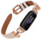 Lederbänder, kompatibel mit Fitbit Inspire 3, Ersatz-Uhrenarmbänder, D-förmig, weiches Armband für Fitbit Inspire 3, Fitness-Tracker, Damen und Herren (Beige/Roségold)