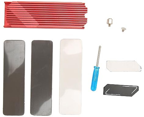 Fockety M.2 Kühlkörper NVMe 2280 PS5 SSD Kühlkörper Computer PC PCIE M2 SSD Kühler für 980 970 EVO Plus SN850 SN750 SN570 Firecuda 530, M.2 NVMe SSD Gehäuse Adapter SSD Gehäuse (Rot)