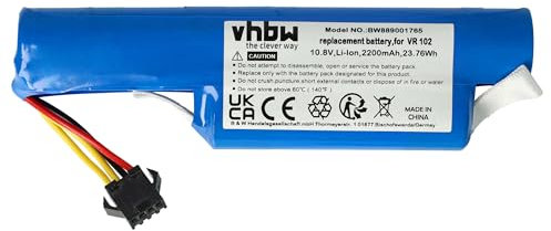 vhbw Akku kompatibel mit Vileda VR 102, VR ONE Home Cleaner Heimroboter (2200 mAh, 10,8 V, Li-Ion)
