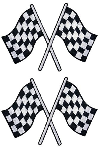 ClickEmb Aufnäher zum Aufbügeln, Motiv: karierte Flagge, Rennsport, Gewinner, Sponsored Patch, Auto zum Aufbügeln, 2 Stück