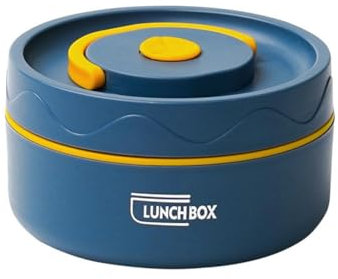 Lrtzizy Blue Stainless Steel Thermal Lunch Container, Portable Bento Box Food Container, 420ml, Modern Design, Unisex, Hand Wash Only