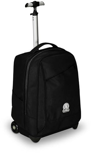 Invicta Trolley Scuola Benin Solid, Nero, 2 in 1, Con Spallacci Uso Zaino, Tasca porta Borraccia e Porta Laptop, Scuola & Viaggio, Ragazzi