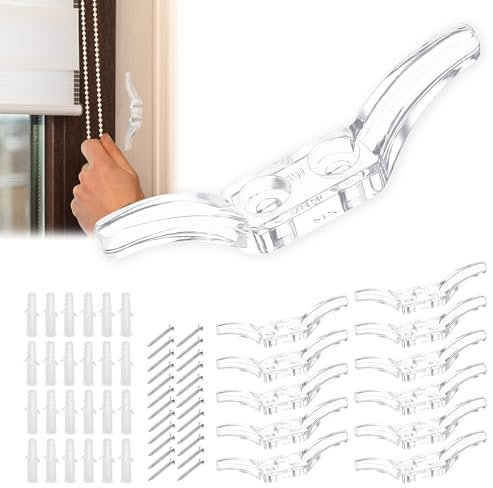 12 tacchetti per tende in plastica cieche tacchetti di corda di sicurezza con viti cavo trasparente ciechi accessori per tende da finestra ganci kit di sicurezza per tende da finestra tende da sole
