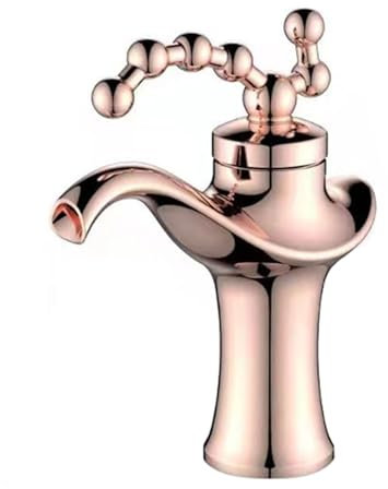 XJTNLB Mischbatterie Waschbecken Wasserfall Wasserhahn, Einhebelarmatur Bad Armaturen Waschbecken aus Messing Roségold