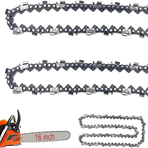 2 Pack Chainsaw Chain 16 Inch 3/8 1.3 mm 56 Drive Links, Replacement Saw Chains Bar Mini Chainsaws Blade for Tree Trimming