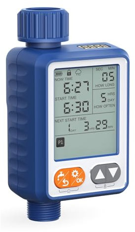 Timer irrigatore, 10 tubi di irrigazione digitale programmabili separati con ritardo della pioggia, ampio schermo LCD da 3,3 pollici, impermeabile, sistema di irrigazione a goccia per piante, cortile,