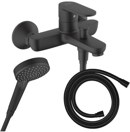 Hansgrohe Pack mitigeur Bain Douche Vernis Blend + Flexible Isiflex + Pommeau Vernis Blend 100 Vario Noir Mat
