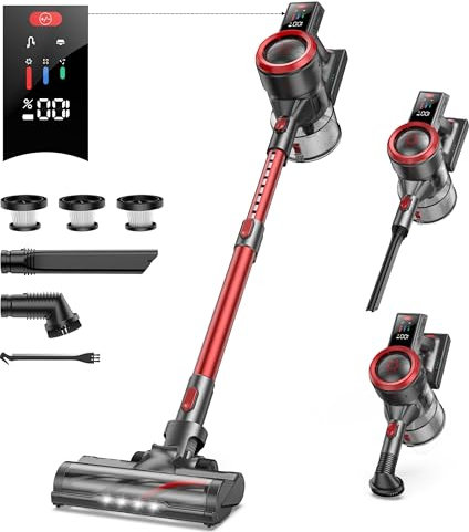 Cordless Vacuum Cleaner, 450W 38KPA Stick Vacuum with Brushless Motor, Up to 55Mins, Smart Color Touch Display, Rechargeable Cordless Vacuum, Household Handheld Vacuum for Pet Hair/Carpet/Hard Floor