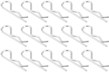 sourcing map 15 perni a molla a forma di R, in acciaio inox 304, 3 mm x 60 mm, clip a R, per elettrodomestici, attrezzature sportive, riparazioni meccaniche auto (argento)