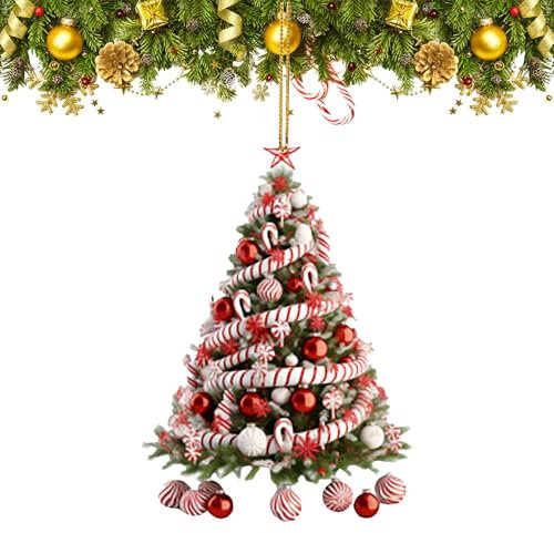 Tyinerc Anhänger in Form eines Weihnachtsbaums, hängende Ornamente für Weihnachtsbaum, 2D, Acryl-Weihnachtsdekoration in Form eines Weihnachtsbaums