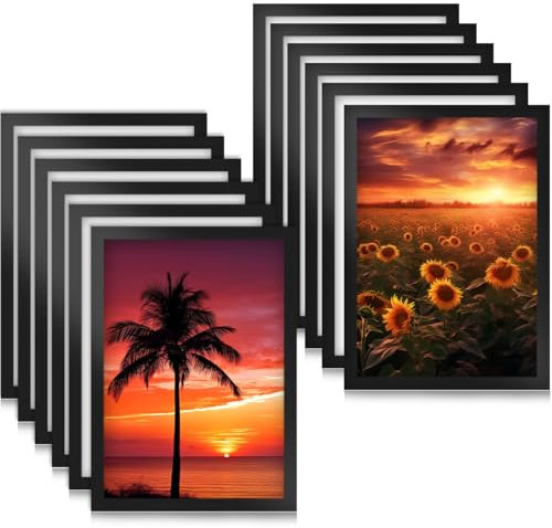 MOPLA 12 Stück Magnetrahmen A4 Info-Rahmen Selbstklebend Aufklappbarer Magnetrahmen mit Magnetverschluss Infotasche Blatthalter für Informationsrahmen DIN A4 Format 32.5 x 24cm mit schwarzem Rand