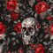 JIAOQSS Peel and Stick Wallpaper Skull Red Rose Dark Self Adhesive Wallpaper Contact Paper Waterproof Vinyl Film Plastic Roll for Bedroom Living Room Wall Cabinet Decoration