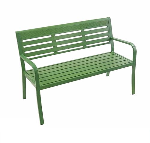 Aluminium-Gartenbank mit Metallrahmen, wetterfest, Terrasse, Parkbank für Veranda, Rasen, Garten, Hof, strapazierfähig, Veranda, Zweisitzer, Outdoor, Weg, Sitzstuhl (grün)