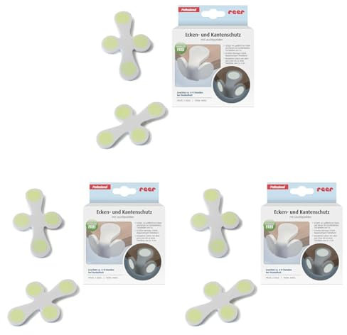 reer Eckenschutz und Kanten-Schutz fürs Baby, nachtleuchtend, 2 Stück, weiß (Packung mit 3)