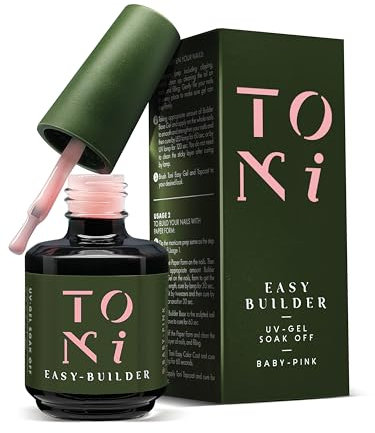 TONICOLORS EasyBuilder Baby Pink – HEMA-freies Builder Gel 15 ml | Selbstglättend, Haftstark, UV/LED-kompatibel | Aufbaugel in Studioqualität für milchige Rosa-Töne