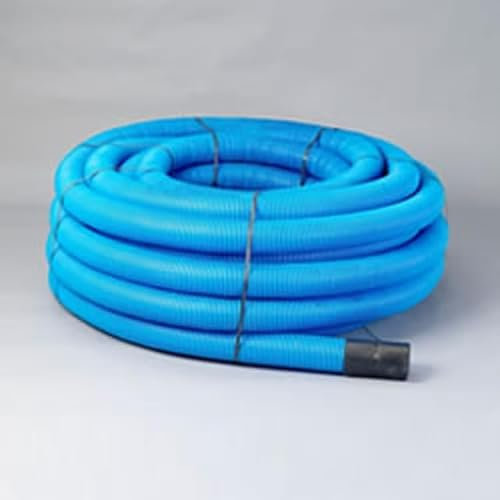 63MM X 50M BLUE FLEXIBLE CABLE DUCTING FOR WATER PIPES – TWINWALL FLEXIBLE POLYETHYLENE DUCTING INCLUDING COUPLING & DRAW CORD
