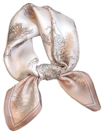 Aufeel Foulard léger 100 % soie de mûrier pour femme, petit carré de 53,3 cm, tour de cou avec motifs imprimés, emballage cadeau, rose pâle, Small