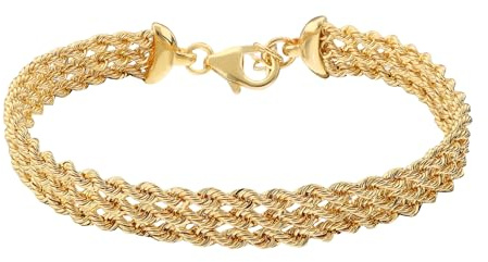 etrusca GIOIELLI Bracciale Donna Multi-filo placcato Oro 18k – Bracciale Dorato Catena Corda – Gioielli Made in Italy – Braccialetto Idea Regalo Compleanni, Anniversari, Festa Donna, Festa Mamma