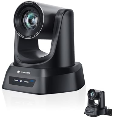 TONGVEO 4K AI PTZ Camera with Auto Tracking and 20X Optical Zoom, Conference Room Webcam with PoE/HDMI/USB3.0/LAN, Ideal for Church Worship, Zoom Meetings, Live Streaming and Education
