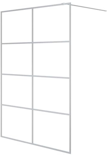 vidaXL Walk-in Shower Wall - 140x195 cm Silver Frame with Clear Tempered ESG Glass, Adjustable Width, Easy Clean