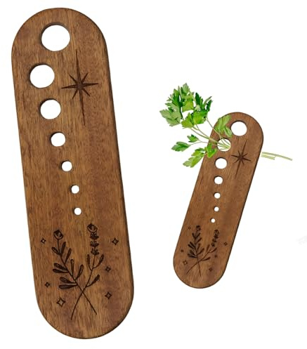 Happow Wooden Vegetable Herb Stripper, 7 Hole Stainless Steel Herb Cutter Leaf Stripper, Kitchen Fun Gadgets Gifts for Chefs
