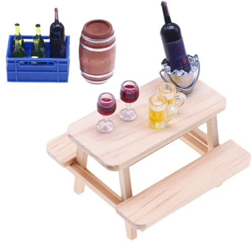 Ensemble de meubles pour maisons de – Simulation miniature de bouteille rouge, maison de jeu, panier de vin rouge, tonneau de bière | Simulation de cave, Mini bouteille, modèle de cave à vin, a
