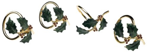 Lenox Holiday Holly Napkin Rings 4 Pack