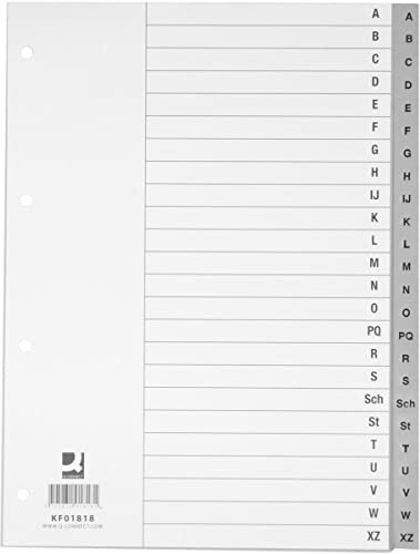 Q-Connect KF01818 Register - A - Z, PP, mit Index, A4, 24 Blatt, grau