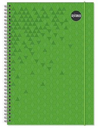 RHINO A4 Notebook with Elastic Book Marker, 200 Page / 8mm Lined Writing Book, 1 Pack, Hardback & Spiral Notepad, School & Office Stationery Supplies