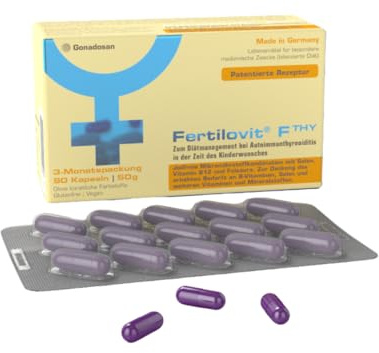 Fertilovit® F THY jodfrei – Selen 100 µg, 800 µg Folsäure & Vitamin B12 – Mikronährstoffe für Schilddrüsenfunktion & Kinderwunsch – 90 Kapseln (3 Monate) vegan