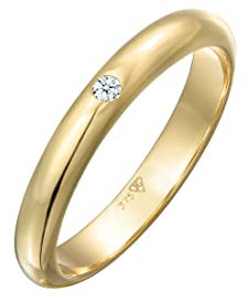 Elli DIAMONDS Ring Damen Ehering Solitär mit Diamant (0.03 ct.) in 375 Gelbgold
