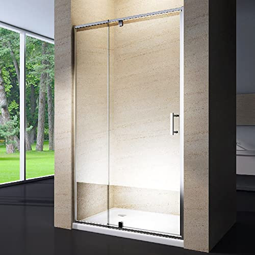 Yellowshop - Porta Doccia Battente Reversibile Cristallo Temperato 6mm Trasparente o Puntinato Misure Cm 68 78 80 88 90 100 (Da Cm 88 fino a Cm 100, Trasparente)