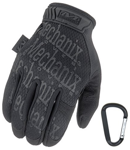 Mechanix WEAR ORIGINAL Einsatz-Handschuhe, atmungsaktiv & abriebfest + Gear-Karabiner, Original Glove in Schwarz, Coyote, Multicam/Größe S, M, L, XL (XL, Schwarz/Covert)
