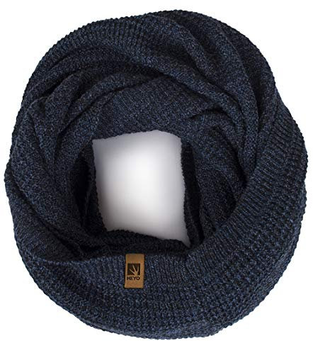 HEYO Rundschal H16025 | Winter Loop Schal für Herren | weiches gestricktes Schlauchschal | warmes Strickschal (Dunkelblau)